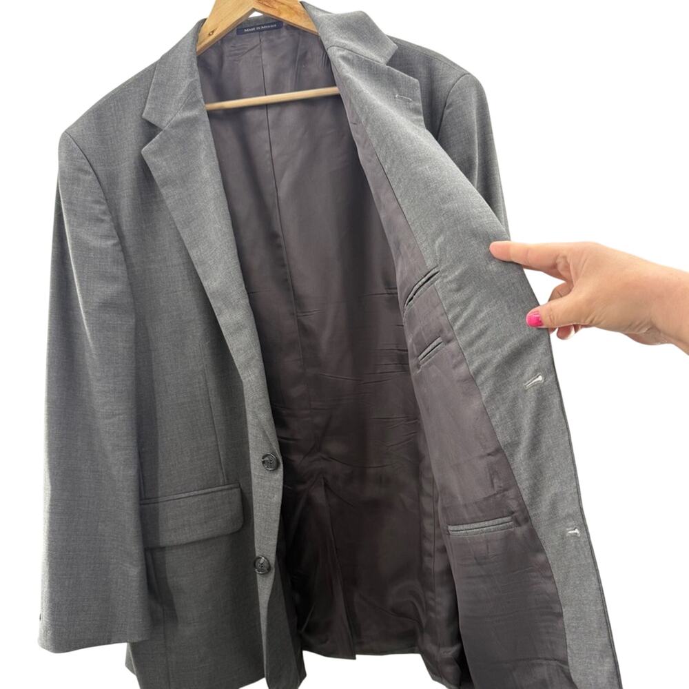 Land’s End Men’s 100% Wool Two Button Blazer Sports Coat Gray Size 48 Regular - Picture 6 of 12
